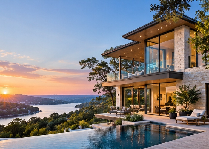 Hillside Modern with Lake Views